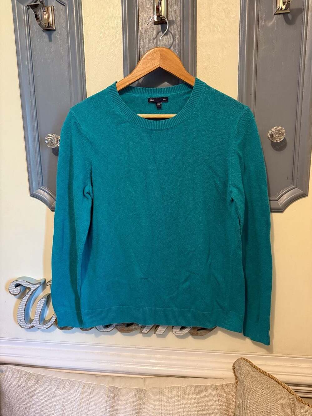 Gap Teal Blue Crewneck Long Sleeve Cotton Sweater Size L